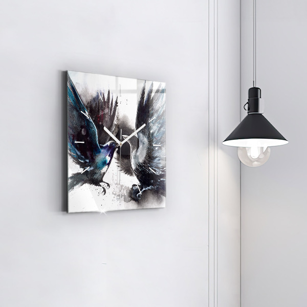 Square wall clock Painted Birds