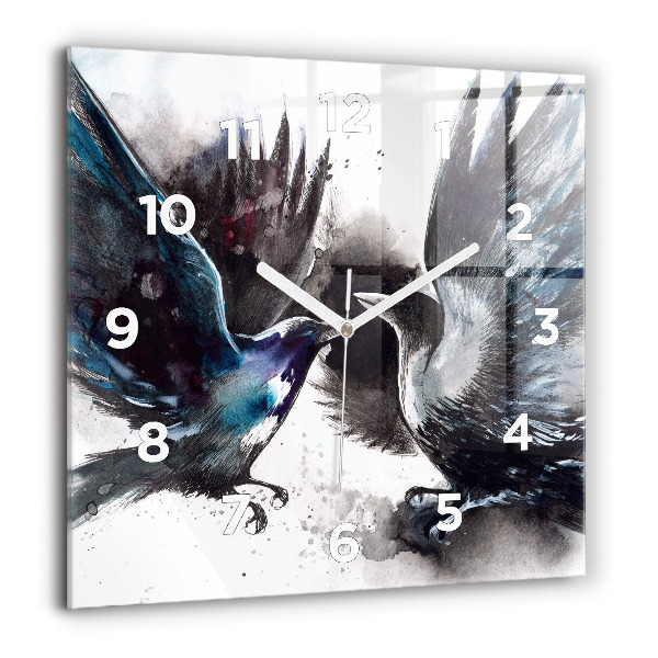 Square wall clock Painted Birds
