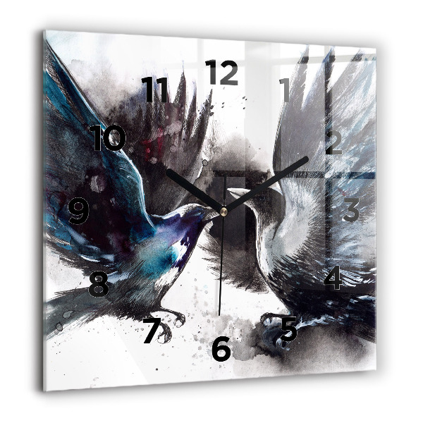 Square wall clock Painted Birds