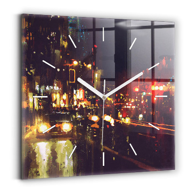 Square wall clock Painted city