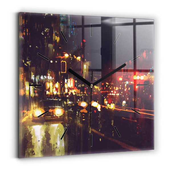 Square wall clock Painted city