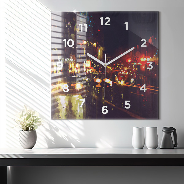 Square wall clock Painted city