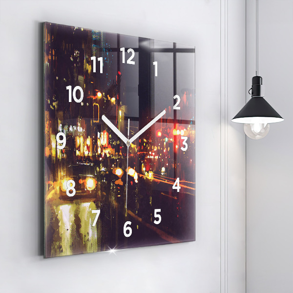 Square wall clock Painted city