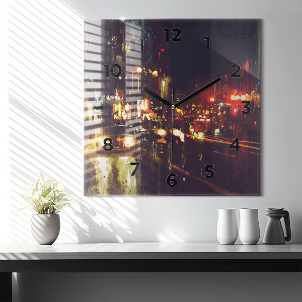 Square wall clock Painted city