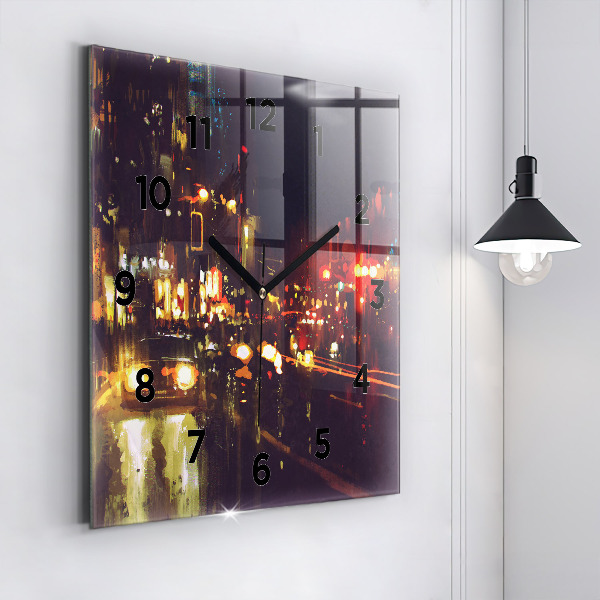 Square wall clock Painted city