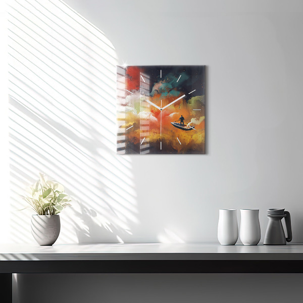 Square wall clock Abstract painting