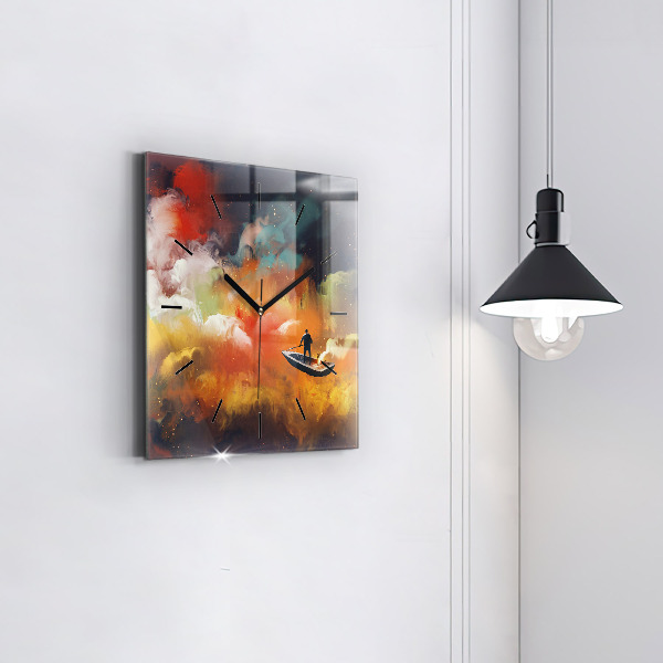 Square wall clock Abstract painting