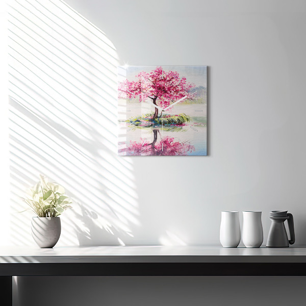 Square wall clock Tree Mosaic