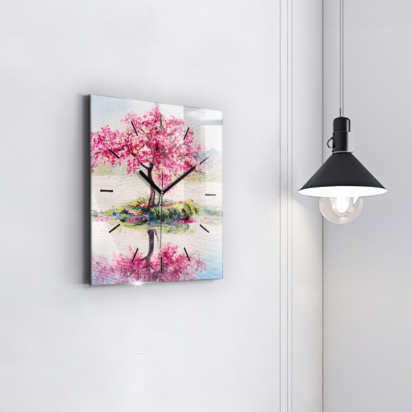 Square wall clock Tree Mosaic