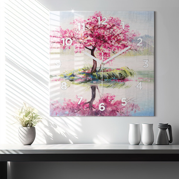 Square wall clock Tree Mosaic