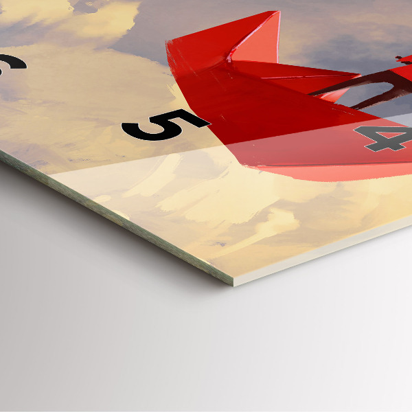 Square wall clock Paper ships