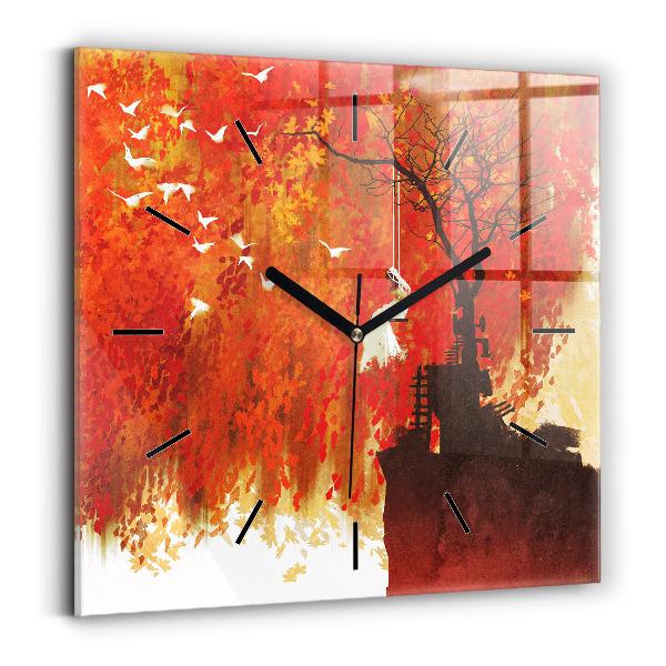 Square wall clock Bride in autumn