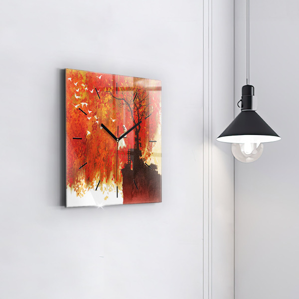 Square wall clock Bride in autumn