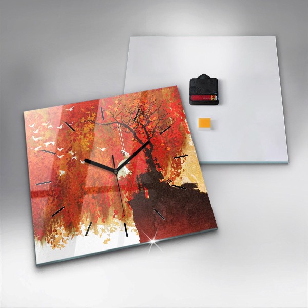 Square wall clock Bride in autumn