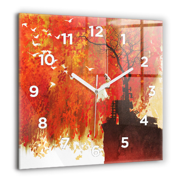 Square wall clock Bride in autumn