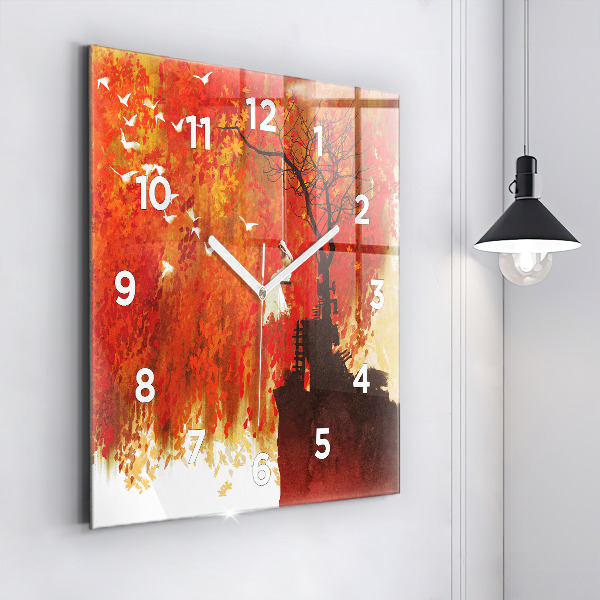 Square wall clock Bride in autumn