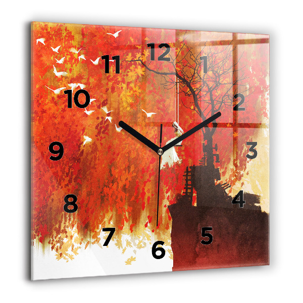 Square wall clock Bride in autumn