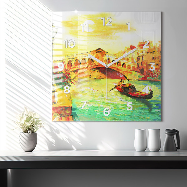 Square wall clock Venice Rialto Bridge