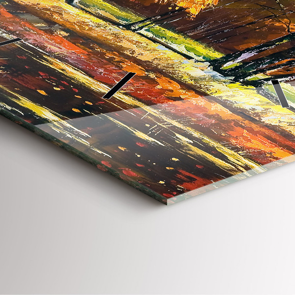 Square wall clock Autumn landscape with a river