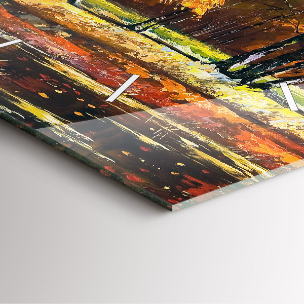 Square wall clock Autumn landscape with a river