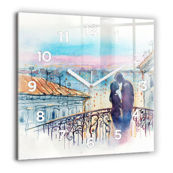 Square wall clock People in watercolor