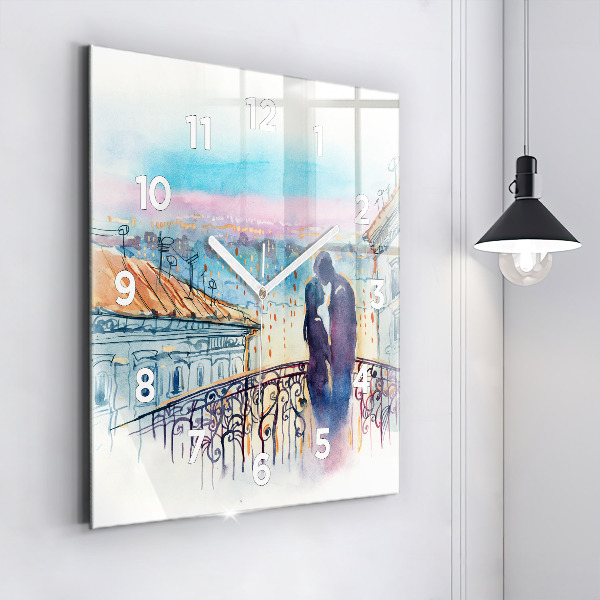 Square wall clock People in watercolor