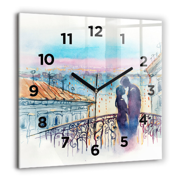 Square wall clock People in watercolor