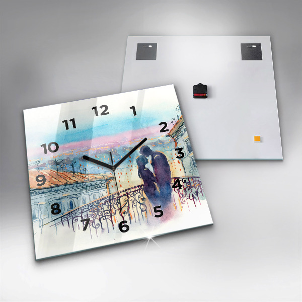 Square wall clock People in watercolor