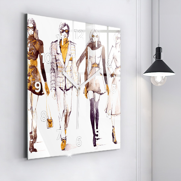 Square wall clock Woman and man