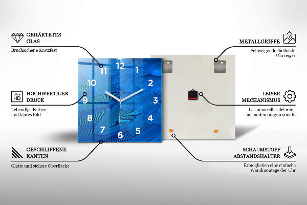 Square wall clock Sea water