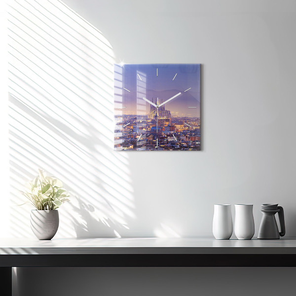 Square wall clock View of Barcelona