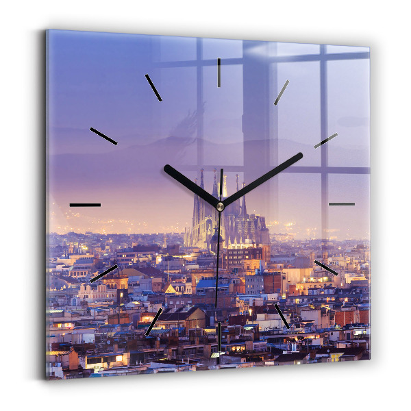Square wall clock View of Barcelona