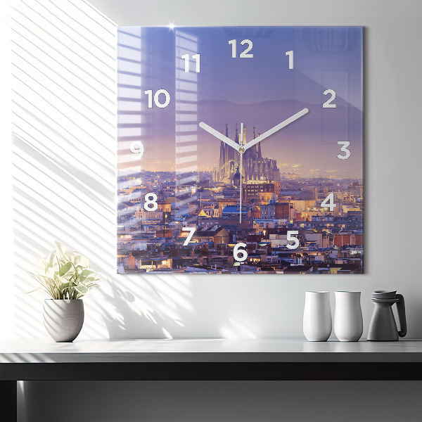 Square wall clock View of Barcelona