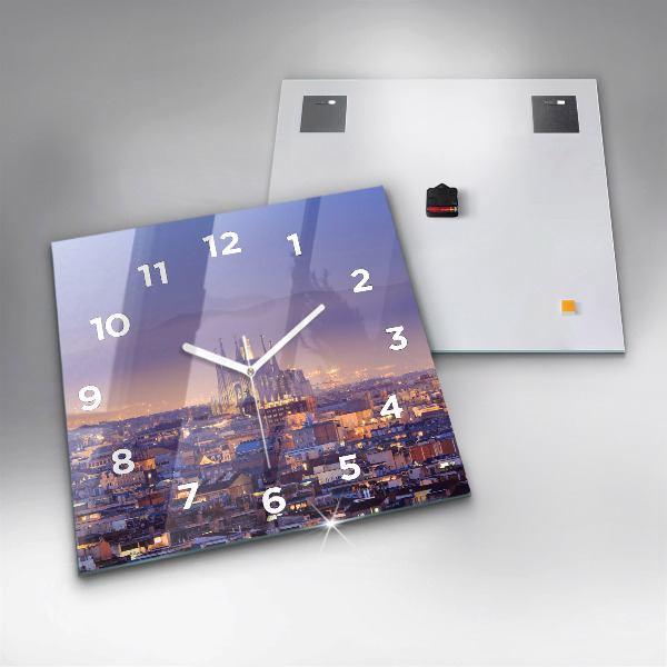 Square wall clock View of Barcelona