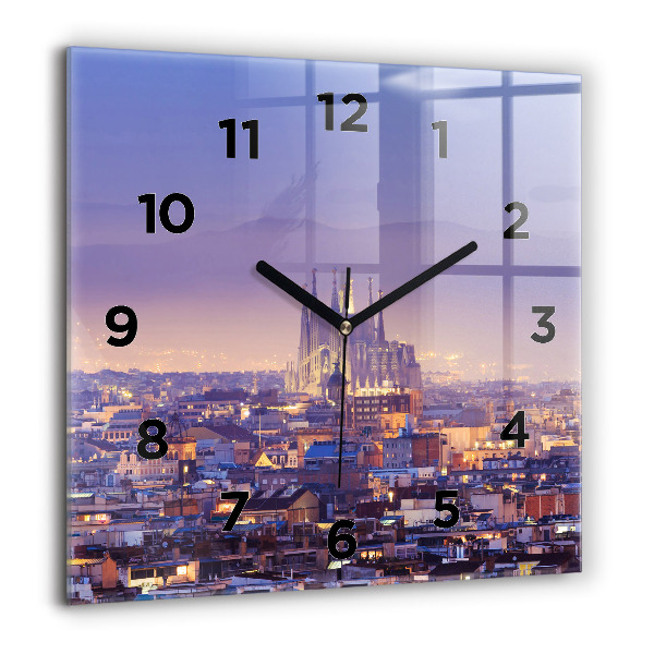 Square wall clock View of Barcelona