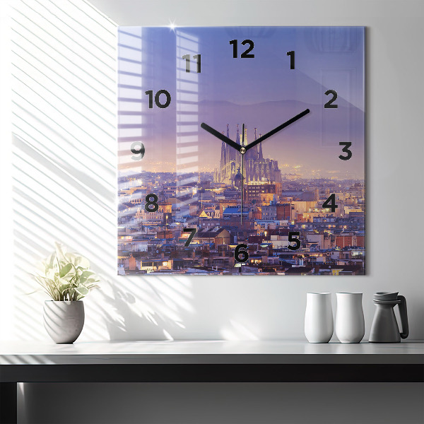 Square wall clock View of Barcelona