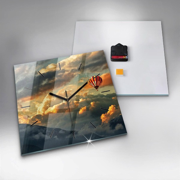 Square wall clock Balloon flight in the clouds