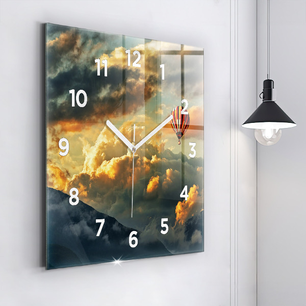 Square wall clock Balloon flight in the clouds