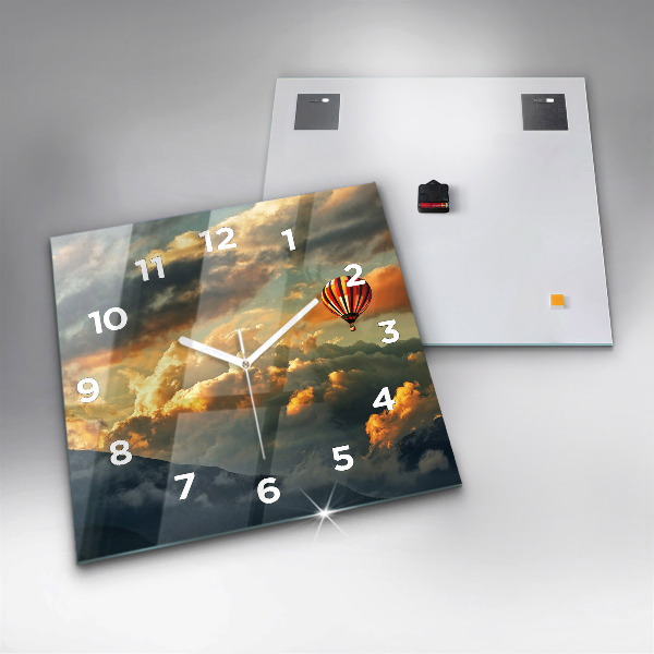 Square wall clock Balloon flight in the clouds