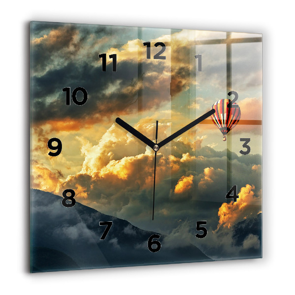 Square wall clock Balloon flight in the clouds