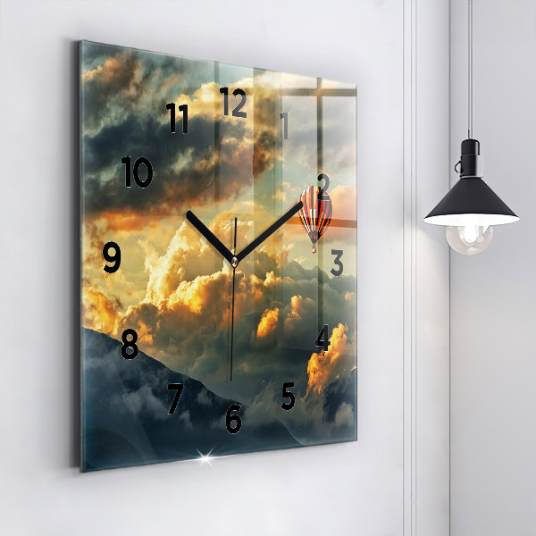 Square wall clock Balloon flight in the clouds