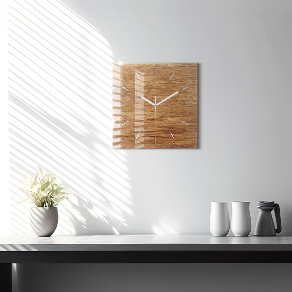 Square wall clock Light wood