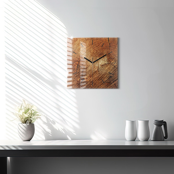 Square wall clock Old tree stump