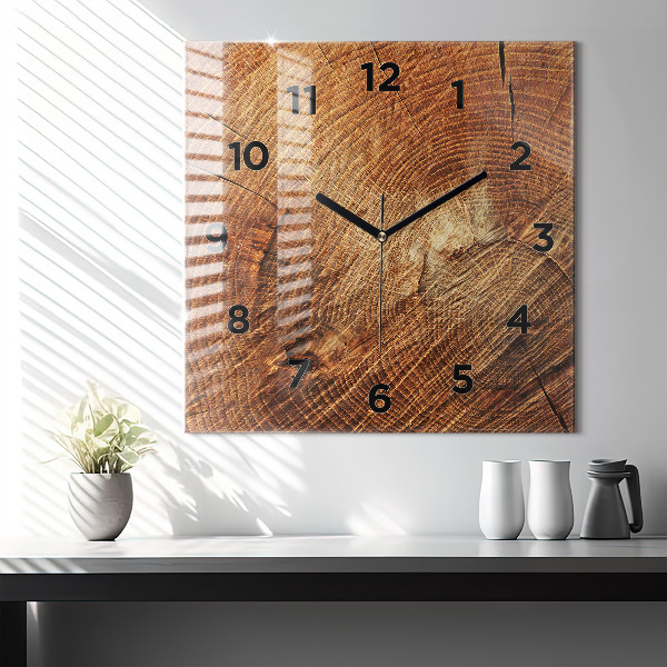 Square wall clock Old tree stump