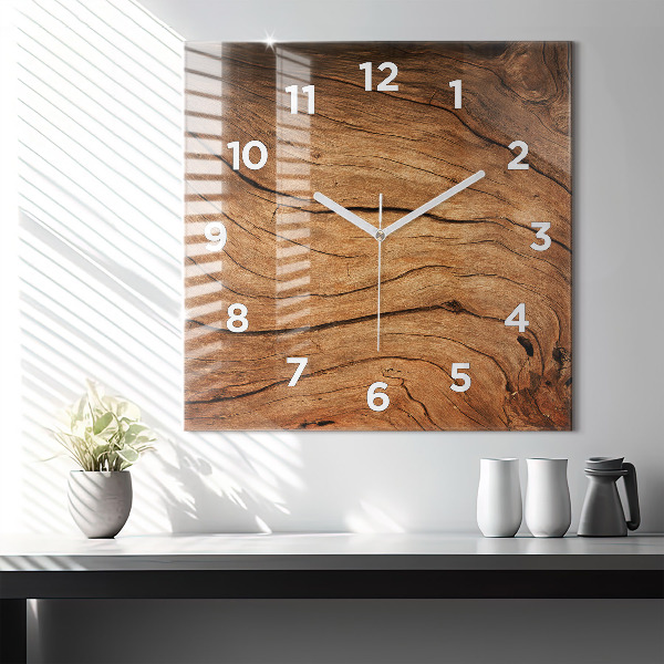 Square wall clock Old wood