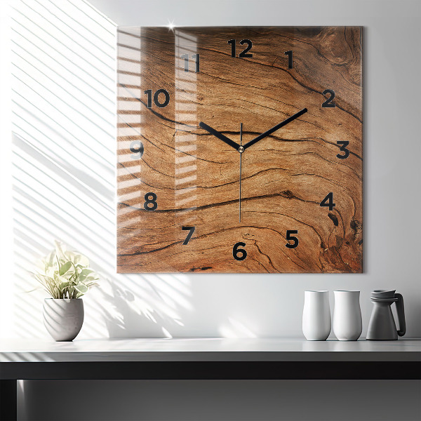 Square wall clock Old wood