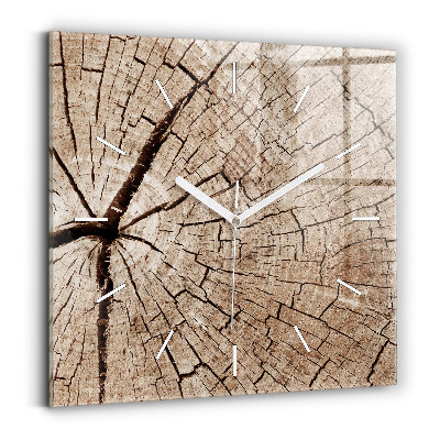 Square wall clock Old wood stump