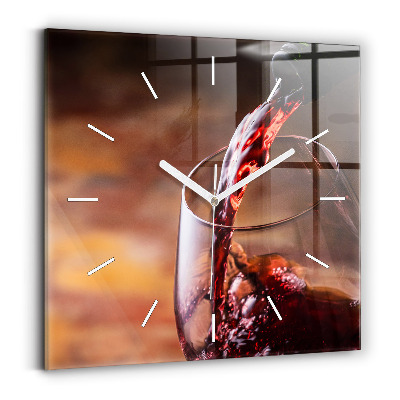 Square wall clock A glass of red wine