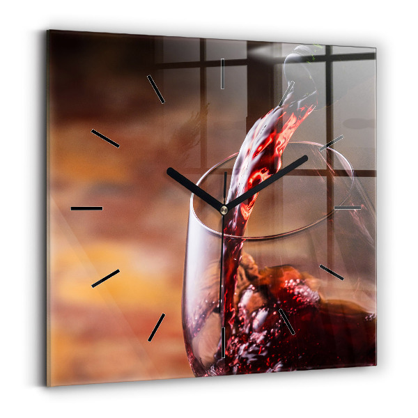 Square wall clock A glass of red wine