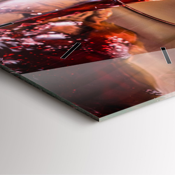 Square wall clock A glass of red wine